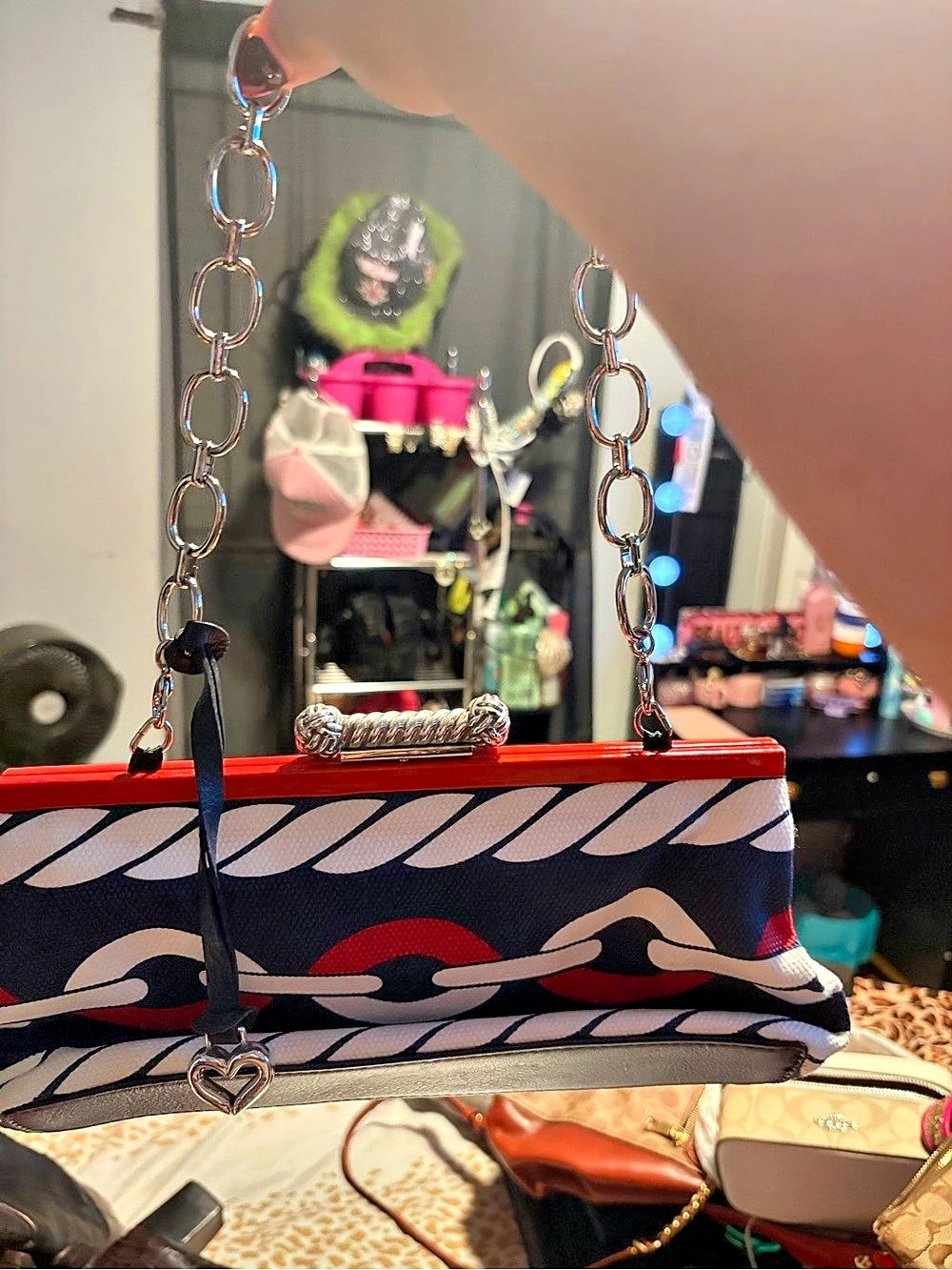 Brighton Red & Blue Chain Shoulder Bag